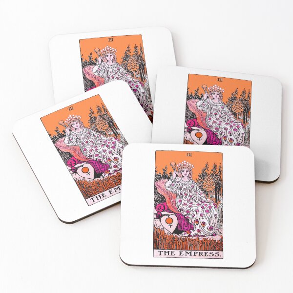Item preview, Sunset Empress - psychedelic tarot card in orange/pink combo designed and sold by Larkwort.