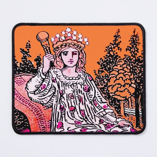 Item preview, Sunset Empress - psychedelic tarot card in orange/pink combo designed and sold by Larkwort.