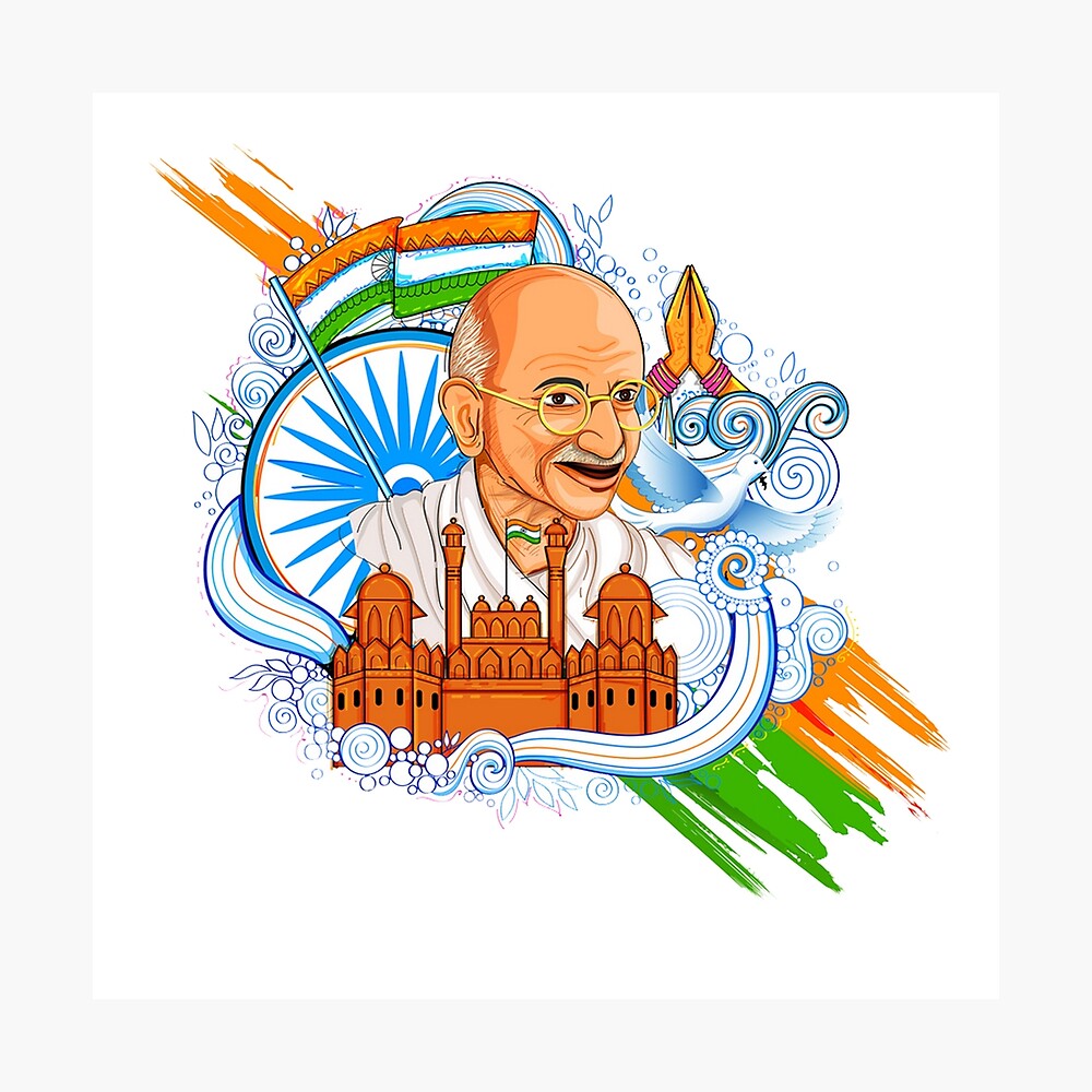 Sketching illustration of independence day in india celebration posters for  the wall • posters wheel, vector, tricolour | myloview.com