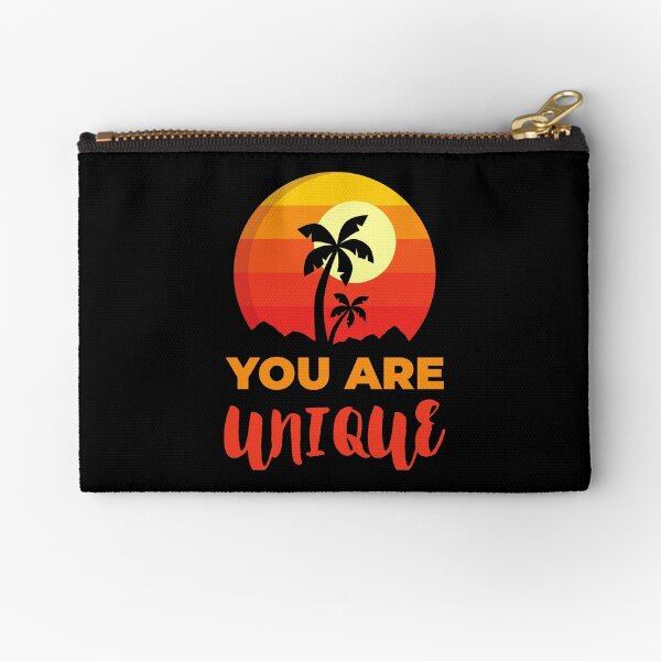 You Are Unique Beach, Positive Affirmation Gift, Positive Message Inspirational Quotes, Inspiring Thoughts Self Love Zipper Pouch