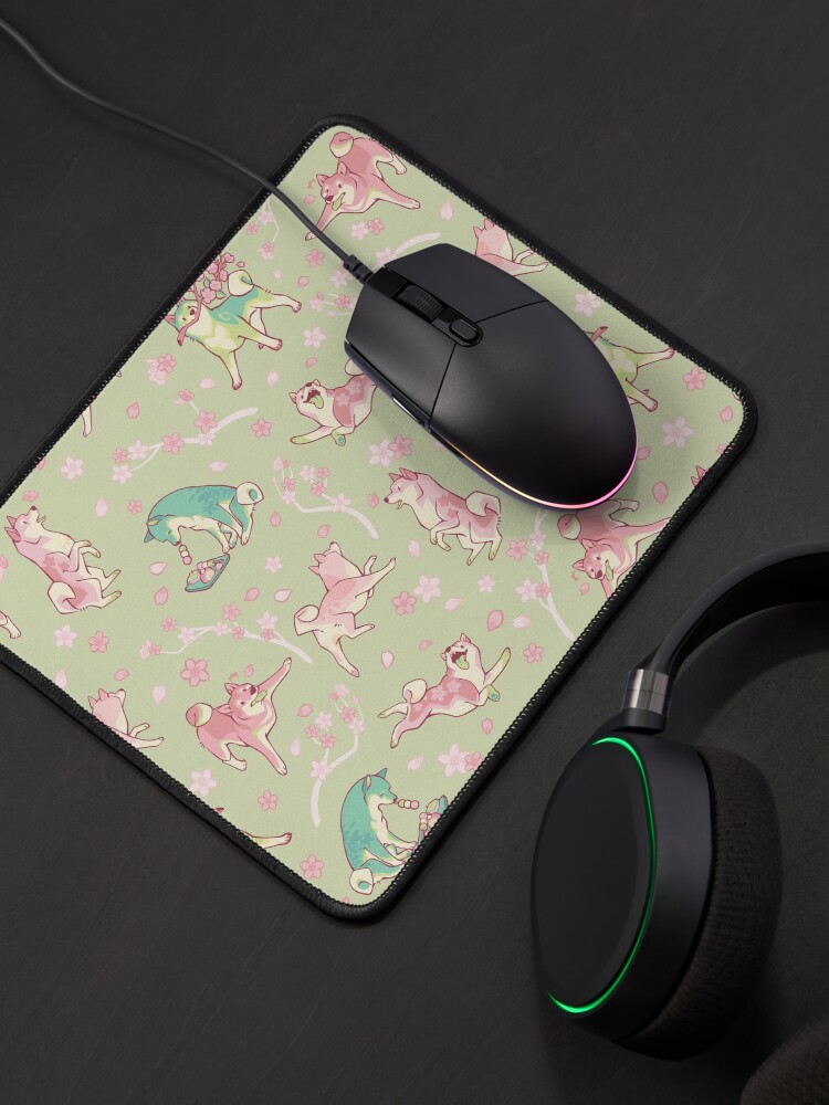 Alternate view of Shibakura & Matchinu in matcha green Mouse Pad