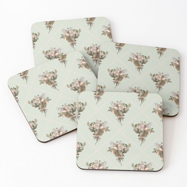 Item preview, Money Plant and Roses Dried Bouquet Diagonal on Pale Green 5748 designed and sold by Art in My Loft.