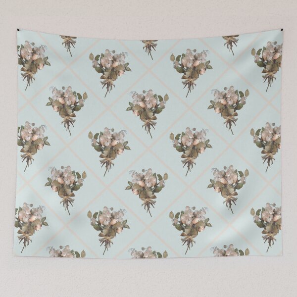 Item preview, Money Plant and Roses Dried Bouquet Diagonal on Pale Blue 5748 designed and sold by Art in My Loft.