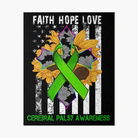 Item preview, Sunflower Faith Hope Love Cross and Flag Cerebral Palsy Awareness designed and sold by largellie.