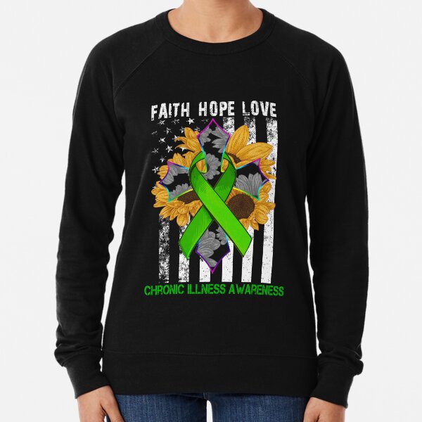 Item preview, Sunflower Faith Hope Love Cross and Flag Chronic Illness Awareness designed and sold by largellie.