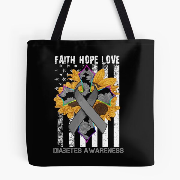 Item preview, Sunflower Faith Hope Love Cross and Flag Diabetes Awareness designed and sold by largellie.