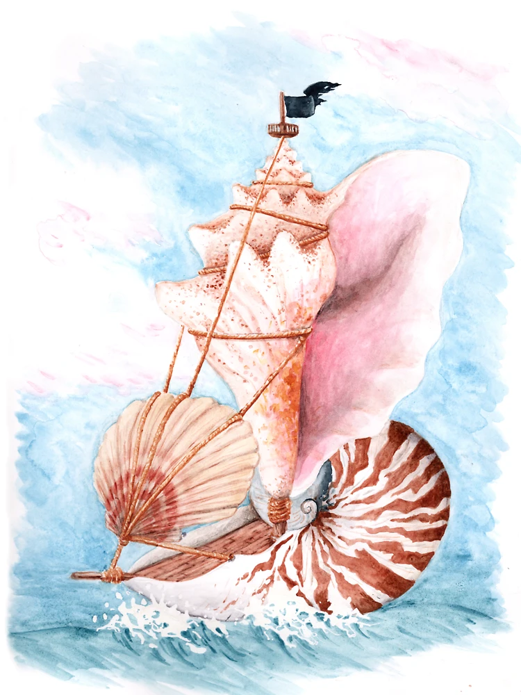 Thumbnail 4 of 4, Relaxed T-Shirt, Shell Boat designed and sold by Rey Mehlhorn.