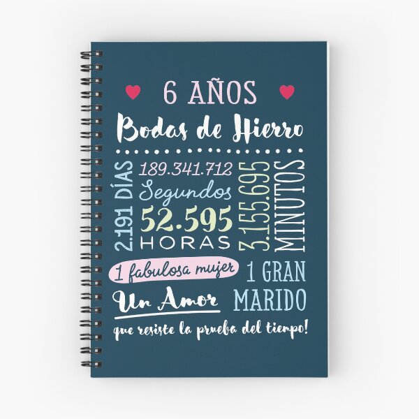 Aperçu de l'œuvre Bodas de Hierro 6 años Aniversario de Boda Regalo créée et vendue par betternotes.