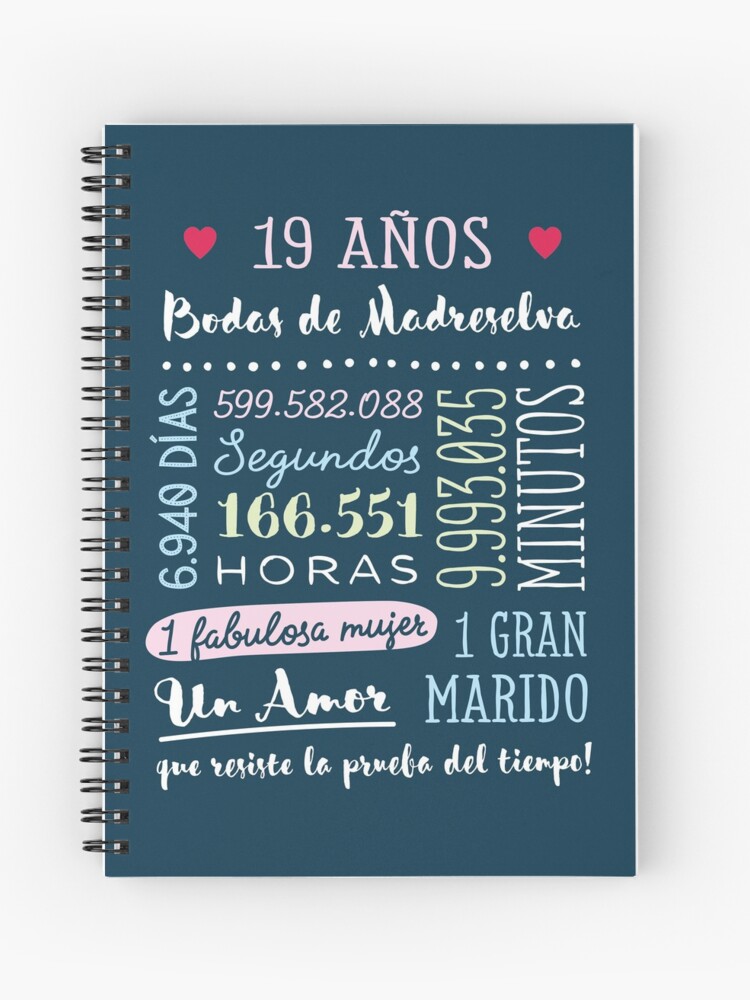 Bodas de Madreselva 19 años Aniversario de Boda Regalo Spiral Notebook for  Sale by betternotes