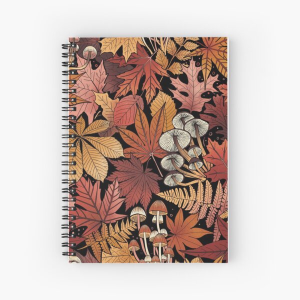 Autumn leaves and mushrooms Spiral Notebook
