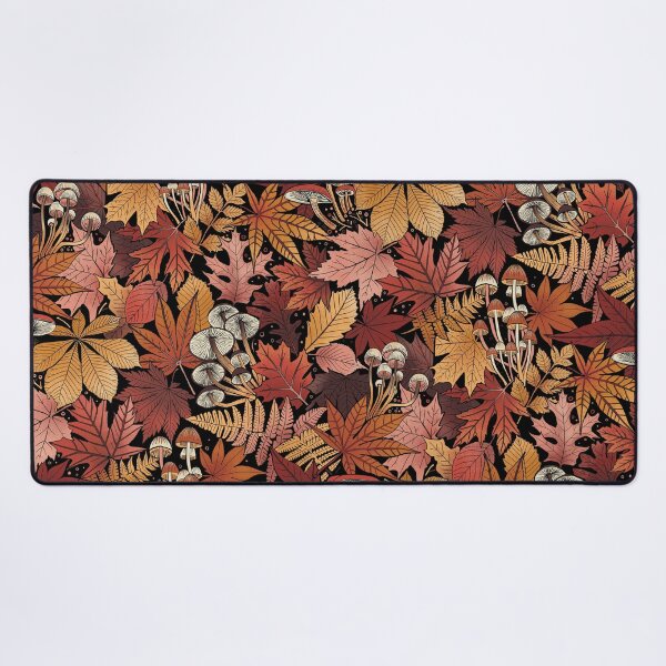 Autumn leaves and mushrooms Desk Mat
