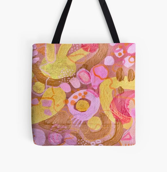 pink abstract squiggles  All Over Print Tote Bag