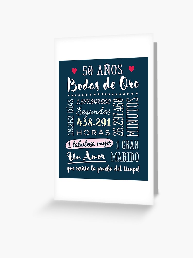 Bodas de Oro 50 años Aniversario de Boda Regalo Greeting Card for Sale by  betternotes