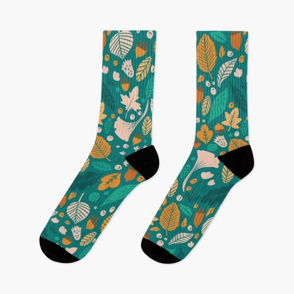 Item preview, Autumn Leaves on Teal designed and sold by latheandquill.