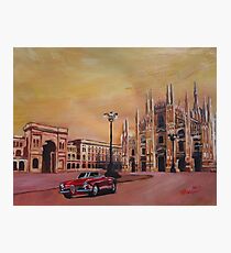 Milan Cathedral with Oldtimer Convertible Alfa Romeo Photographic Print