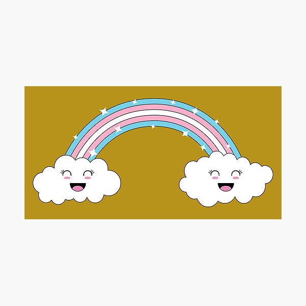 Kawaii Rainbow And Clouds Trans Pride Flag Photographic Print By