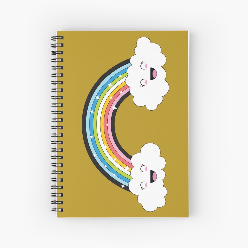 Kawaii Rainbow And Clouds Queer Pride Flag Spiral Notebook For Sale By