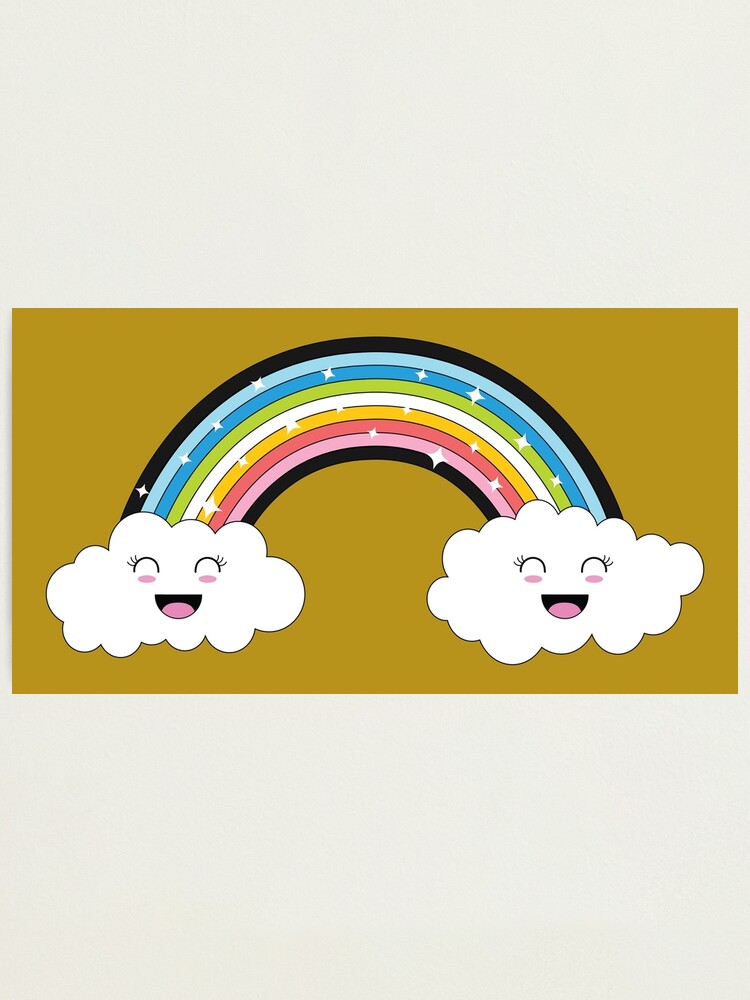 Kawaii Rainbow And Clouds Queer Pride Flag Photographic Print By