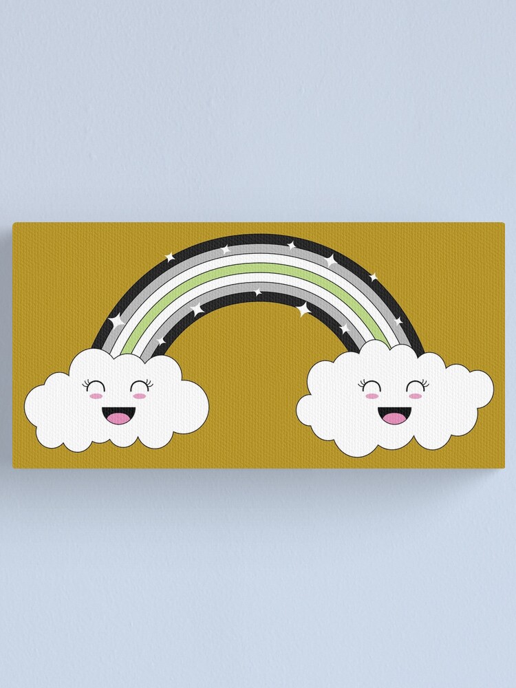 Kawaii Rainbow And Clouds Agender Pride Flag Canvas Print For Sale By