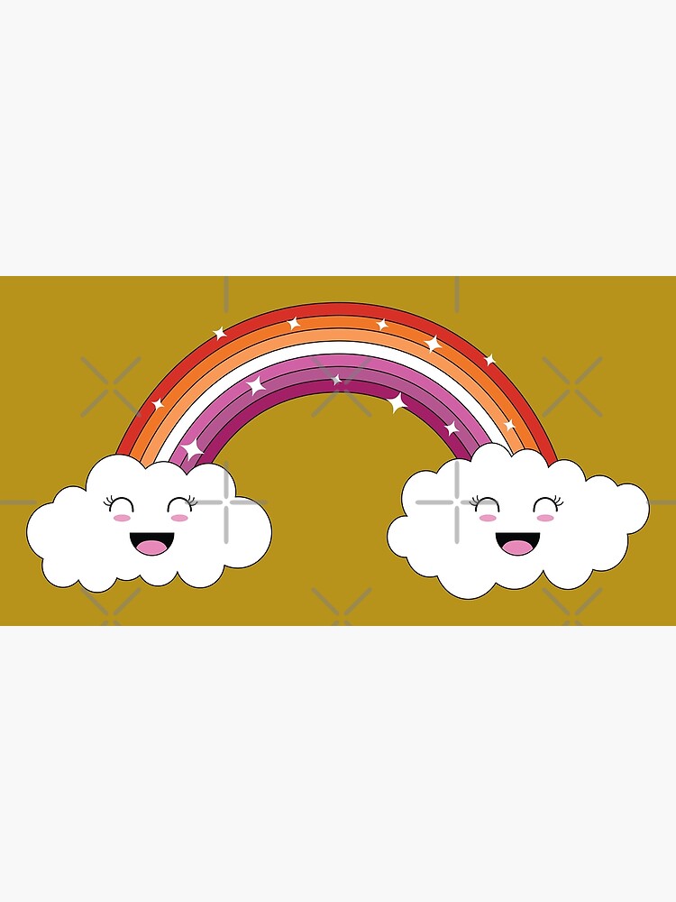 Kawaii Rainbow And Clouds Lesbian Pride Flag Poster For Sale By