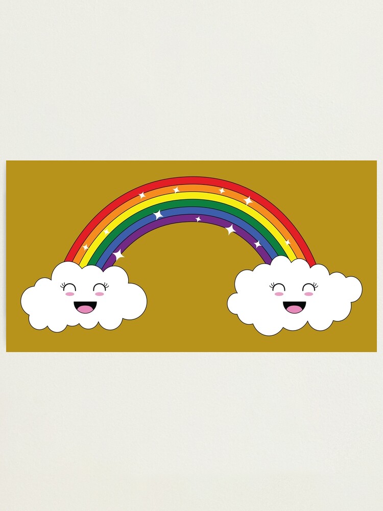 Kawaii Rainbow And Clouds Gay Lgbtqia Pride Flag Photographic Print