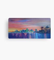 Miami Skyline Silhouette at Sunset, Florida, USA Canvas Print