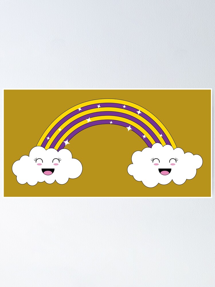 Kawaii Rainbow And Clouds Intersex Pride Flag Poster By Spectrumoflove