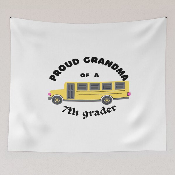Item preview, proud grandma of a 7th grader, school bus graphic designed and sold by Jessi-Sketches.