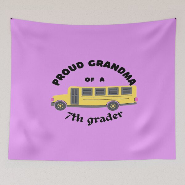 Item preview, proud grandma of a 7th grader, school bus graphic designed and sold by Jessi-Sketches.