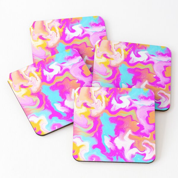 Item preview, Groovy swirls - hot pink, aqua, yellow colorful marbled pattern designed and sold by thephoenixsoul.