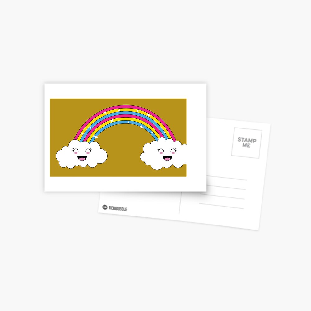 Kawaii Rainbow And Clouds Pansexual Pride Flag Postcard For Sale By