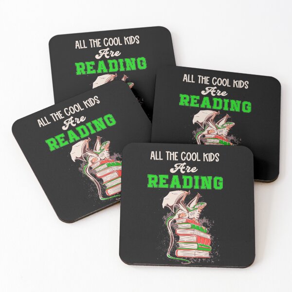 Item preview, All the cool kids are reading with dragon- book reader designed and sold by Designs Of all kinds.