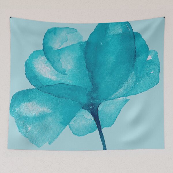 Artikelvorschau, Elegante blaue Grafikblume auf pastellfarbenem Türkis entworfen und verkauft von DEC02.