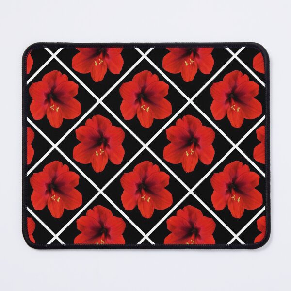 Item preview, Red Hibiscus Flowers Diagonal Repeat on Black 5748 designed and sold by Art in My Loft.