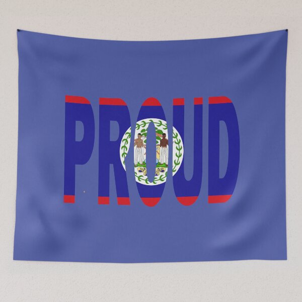 Item preview, Belize Flag Design in The Word Proud - Belmopan - Soca Mode designed and sold by Soca-Mode.