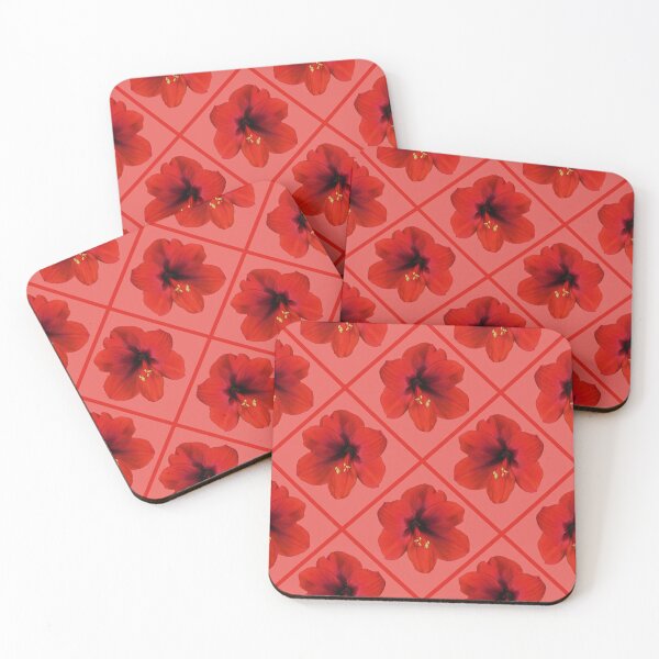 Item preview, Red Hibiscus Flowers Diagonal Repeat on Soft Red 5748 designed and sold by Art in My Loft.