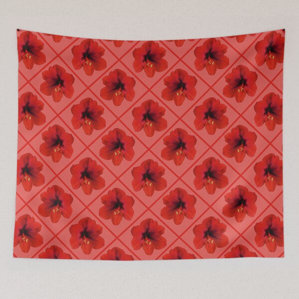 Item preview, Red Hibiscus Flowers Diagonal Repeat on Soft Red 5748 designed and sold by Art in My Loft.