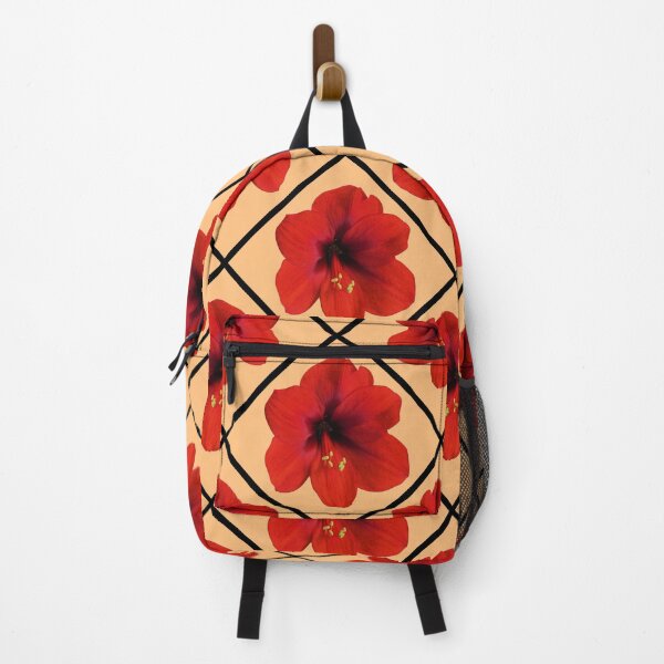 Item preview, Red Hibiscus Flowers Diagonal Repeat on Light Orange 5748 designed and sold by Art in My Loft.