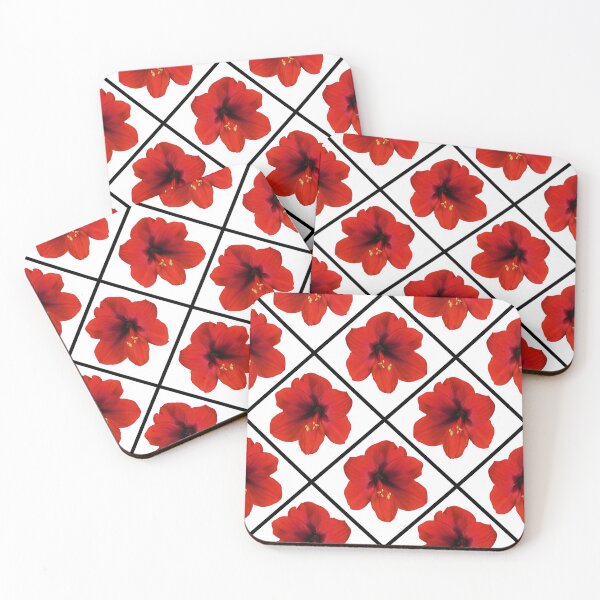Item preview, Red Hibiscus Flowers Diagonal Repeat on White 5748 designed and sold by Art in My Loft.