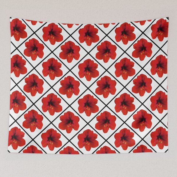 Item preview, Red Hibiscus Flowers Diagonal Repeat on White 5748 designed and sold by Art in My Loft.