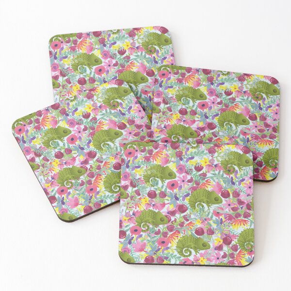 Item preview, Green Chameleon In A Floral Background designed and sold by Pearl-Island.