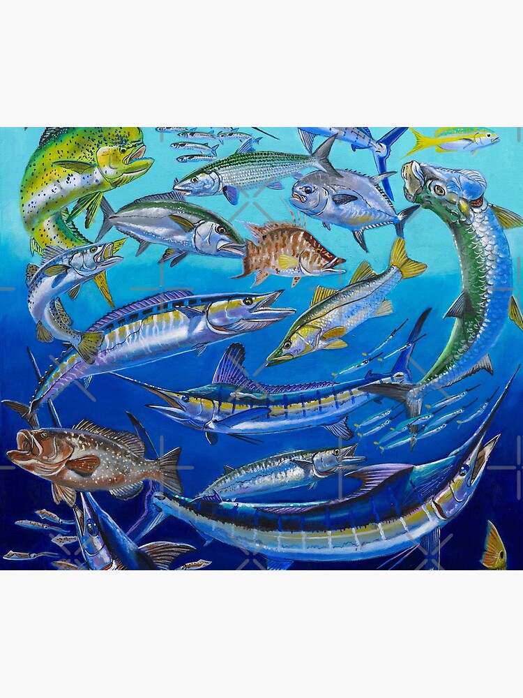 Imagen 5 de 5, Alfombrilla de ratón con la obra Gamefish Collage, diseñada y vendida por Bluemarlin.