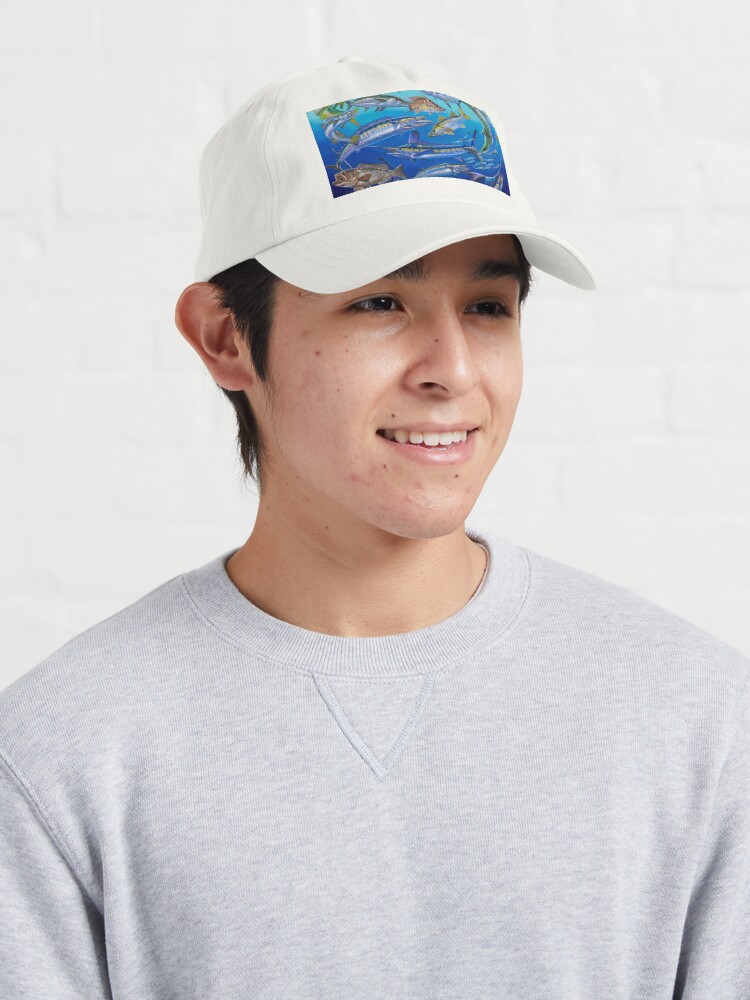 Imagen 3 de 7, Gorra con la obra Gamefish Collage, diseñada y vendida por Bluemarlin.