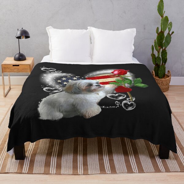 Item preview, Shih Tzu American Flag Heart Rose Flower - Shih Tzu Lover designed and sold by khangko1.