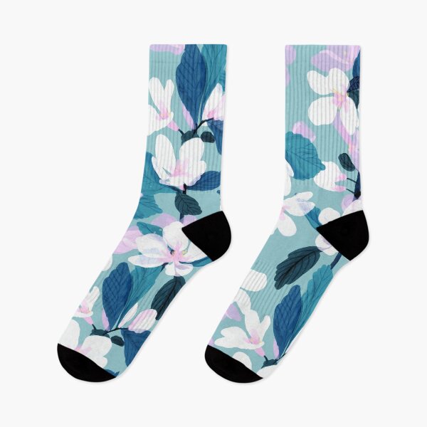 Item preview, White And Pink Floral And Blue Leaves Pattern designed and sold by DEC02.