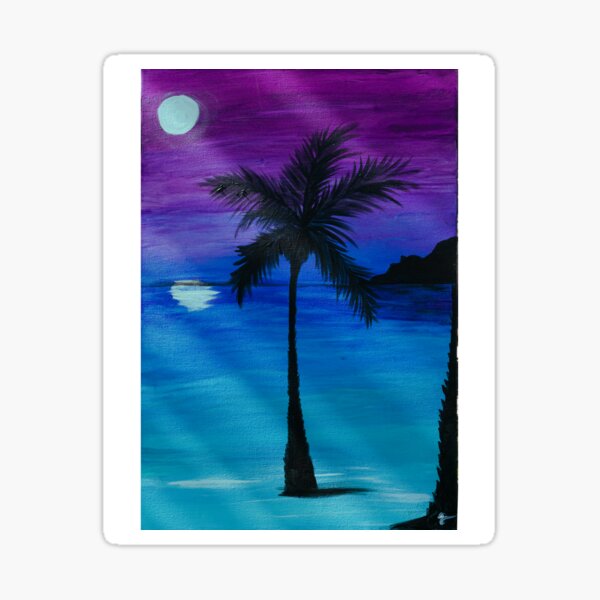 Lone Palm at Night Sticker
