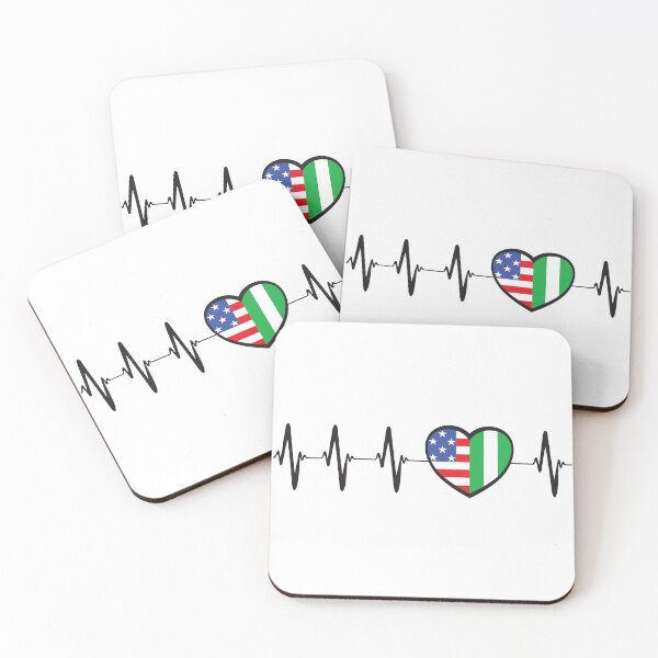 Item preview, USA and Nigerian flag heartbeat EKG hear line- Proud Nigeria roots designed and sold by pablomendoza.