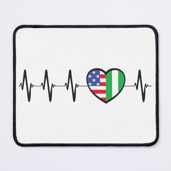 Item preview, USA and Nigerian flag heartbeat EKG hear line- Proud Nigeria roots designed and sold by pablomendoza.