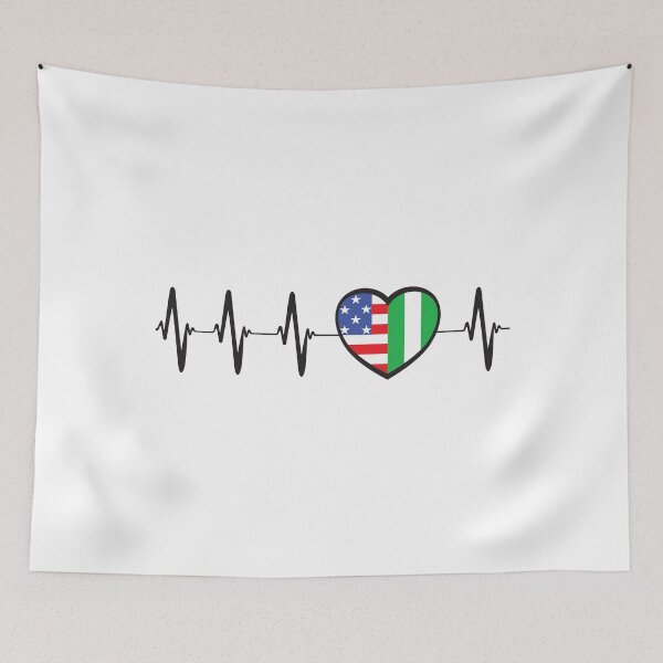 Item preview, USA and Nigerian flag heartbeat EKG hear line- Proud Nigeria roots designed and sold by pablomendoza.