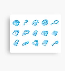 Blue website and internet icons Canvas Print